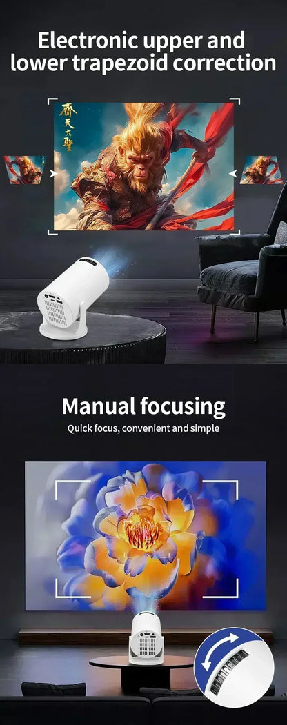 🌟 Projektor HY300 4K Ultra HD — Android 11, WiFi 6, 290 ANSI — Kinowe Doznania w Domu i na Świeżym Powietrzu!