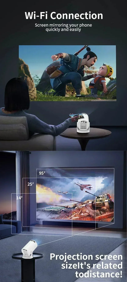 🌟 Projektor HY300 4K Ultra HD — Android 11, WiFi 6, 290 ANSI — Kinowe Doznania w Domu i na Świeżym Powietrzu!