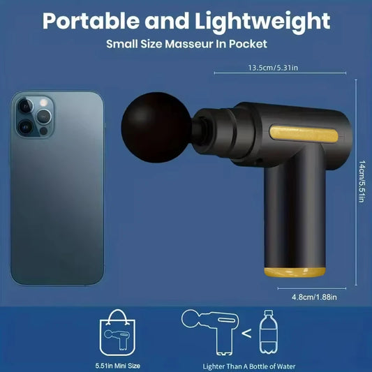 ✨ Przenośny Pistolet Masujący Premium — 6 Poziomów Wibracji, Ładowanie USB — Regeneruj Mięśnie Jak Profesjonalny Sportowiec!