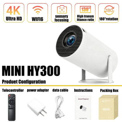 🌟 Projektor HY300 4K Ultra HD — Android 11, WiFi 6, 290 ANSI — Kinowe Doznania w Domu i na Świeżym Powietrzu!