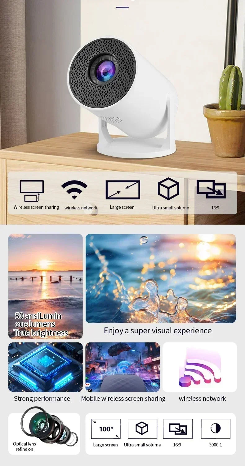 🌟 Projektor HY300 4K Ultra HD — Android 11, WiFi 6, 290 ANSI — Kinowe Doznania w Domu i na Świeżym Powietrzu!
