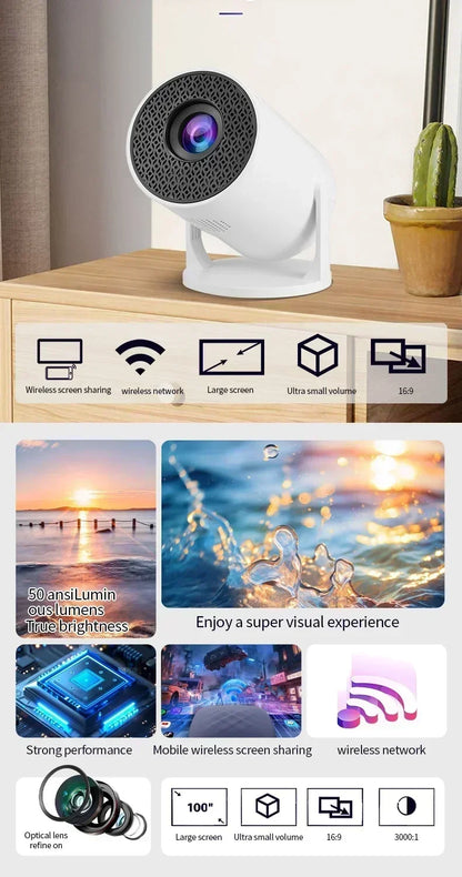 🌟 Projektor HY300 4K Ultra HD — Android 11, WiFi 6, 290 ANSI — Kinowe Doznania w Domu i na Świeżym Powietrzu!