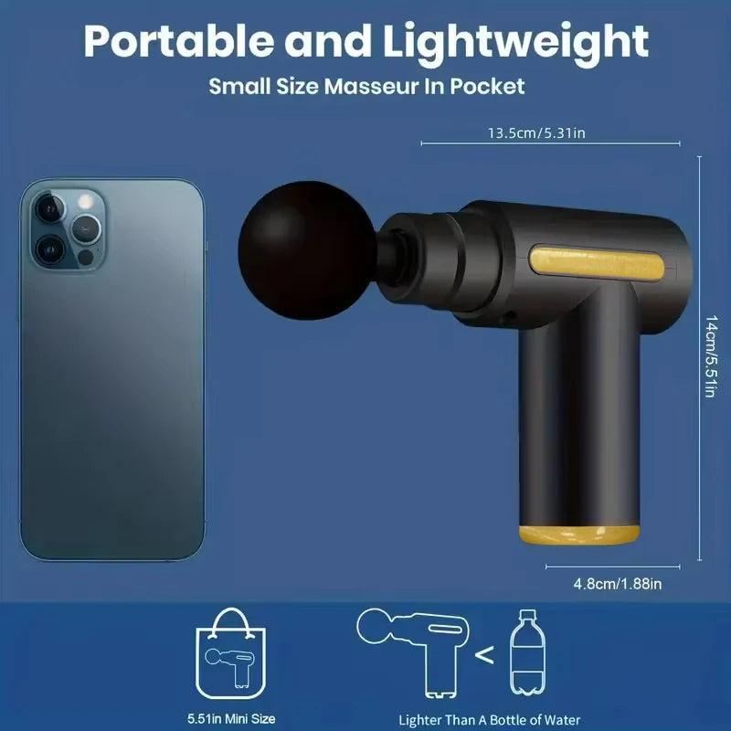 ✨ Przenośny Pistolet Masujący Premium — 6 Poziomów Wibracji, Ładowanie USB — Regeneruj Mięśnie Jak Profesjonalny Sportowiec!